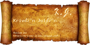 Kriván Jolán névjegykártya