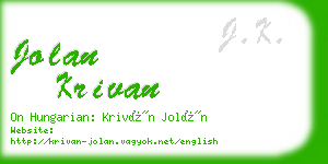 jolan krivan business card